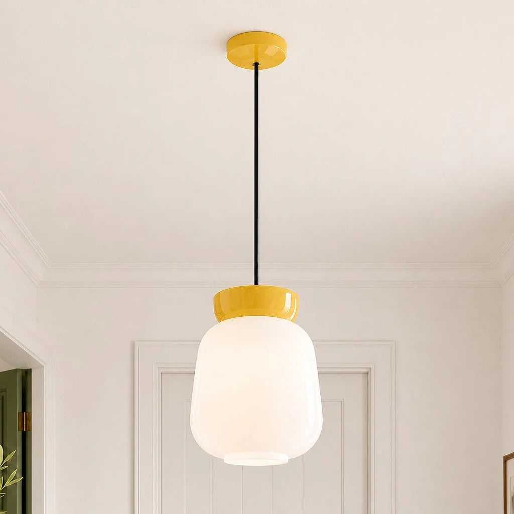 Bauhaus Ceramic Pendant Light, Two-Tone Colorful Bowl Lamp