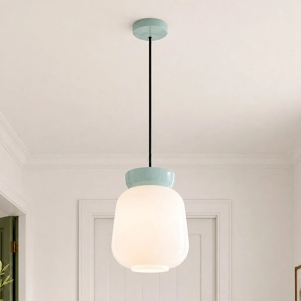 Bauhaus Ceramic Pendant Light, Two-Tone Colorful Bowl Lamp