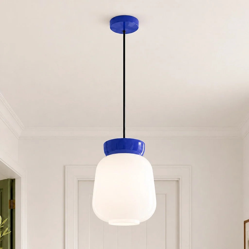 Bauhaus Ceramic Pendant Light, Two-Tone Colorful Bowl Lamp