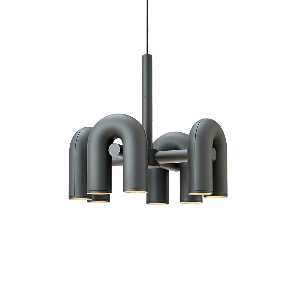Bauhaus LED Chandelier, Colorful Modular U-Shape Heads
