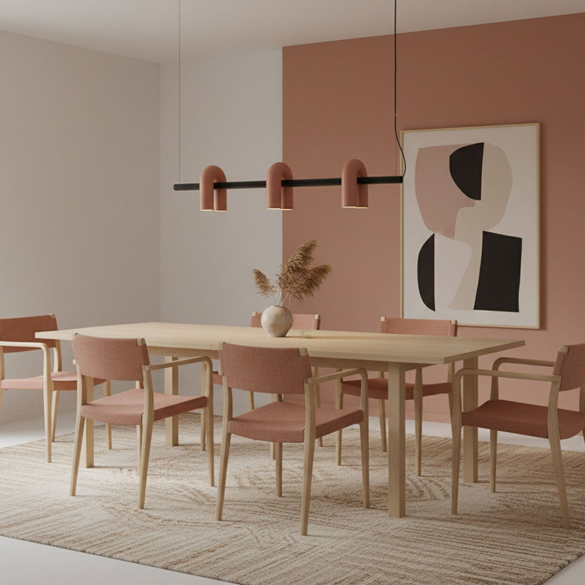 Bauhaus LED Chandelier, Colorful Modular U-Shape Heads