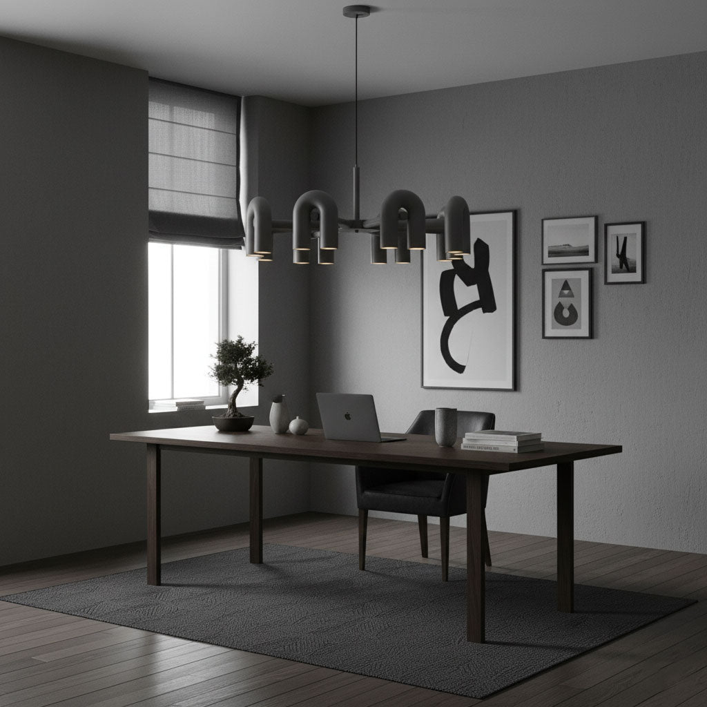 Bauhaus LED Chandelier, Colorful Modular U-Shape Heads