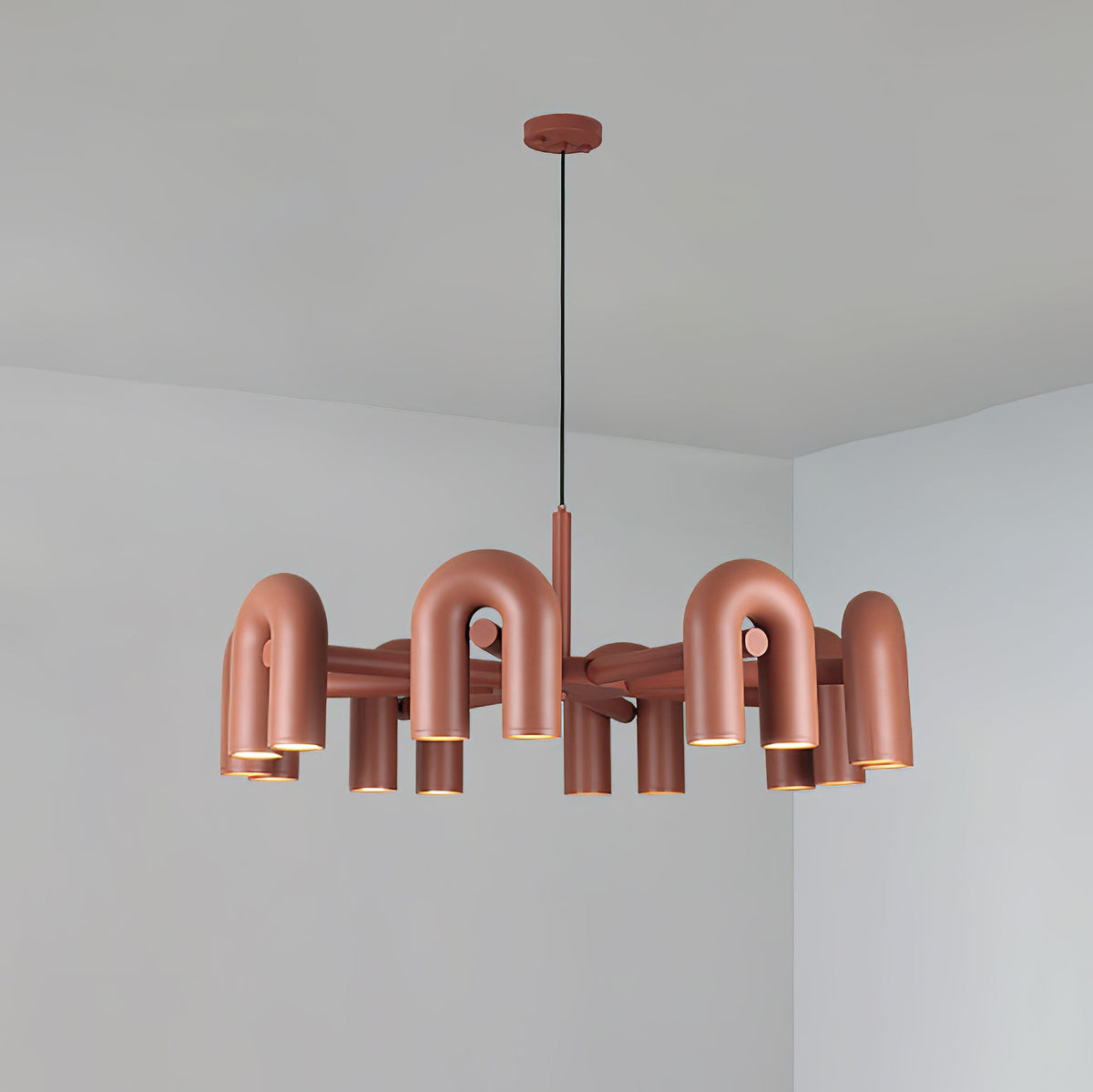 Bauhaus LED Chandelier, Colorful Modular U-Shape Heads