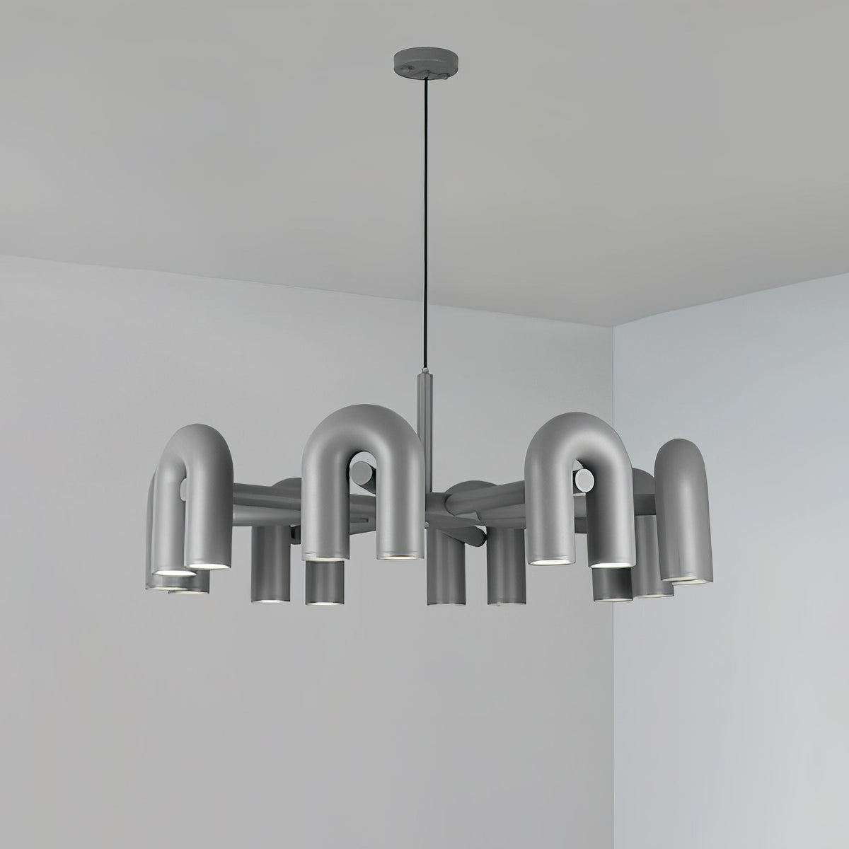 Bauhaus LED Chandelier, Colorful Modular U-Shape Heads