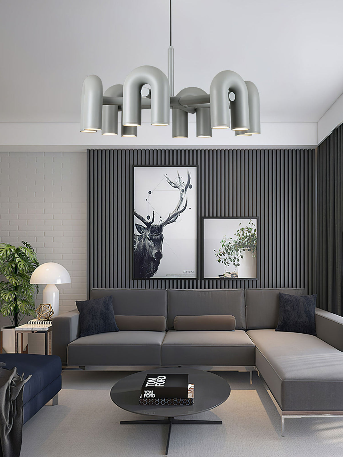 Bauhaus LED Chandelier, Colorful Modular U-Shape Heads