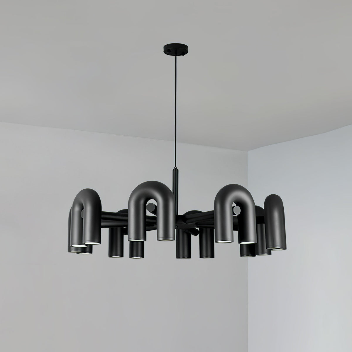 Bauhaus LED Chandelier, Colorful Modular U-Shape Heads