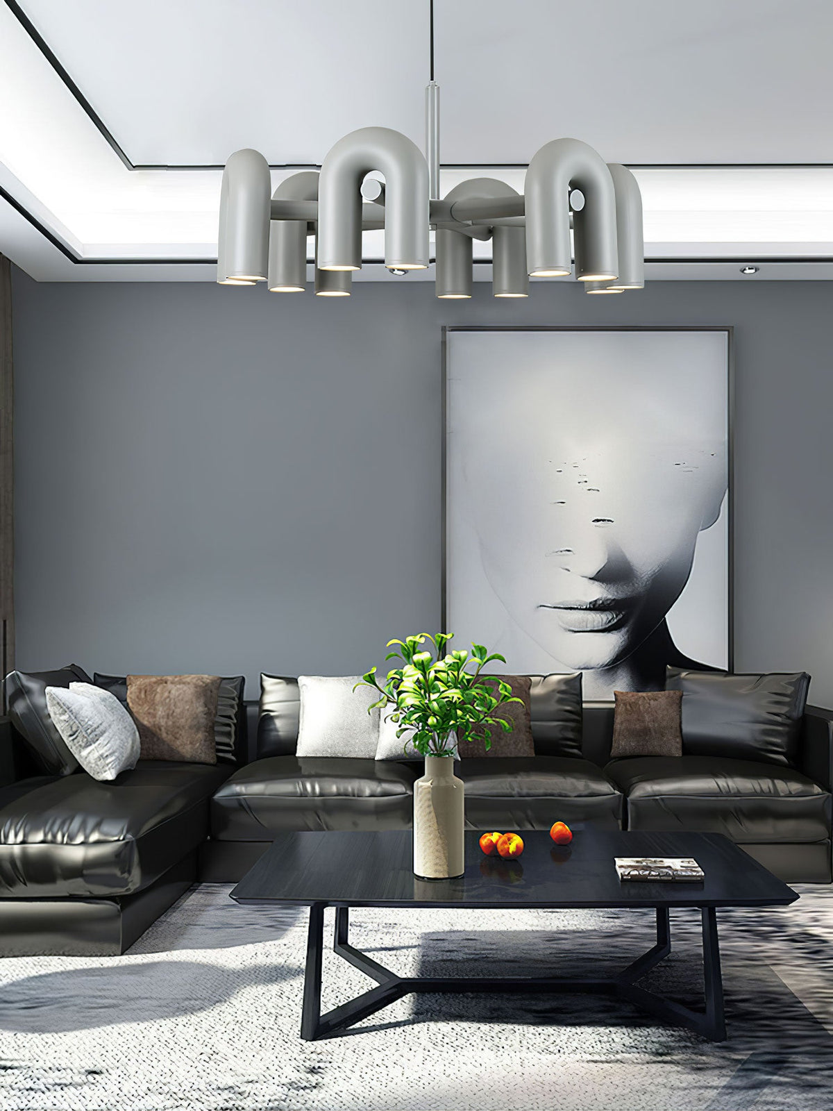 Bauhaus LED Chandelier, Colorful Modular U-Shape Heads