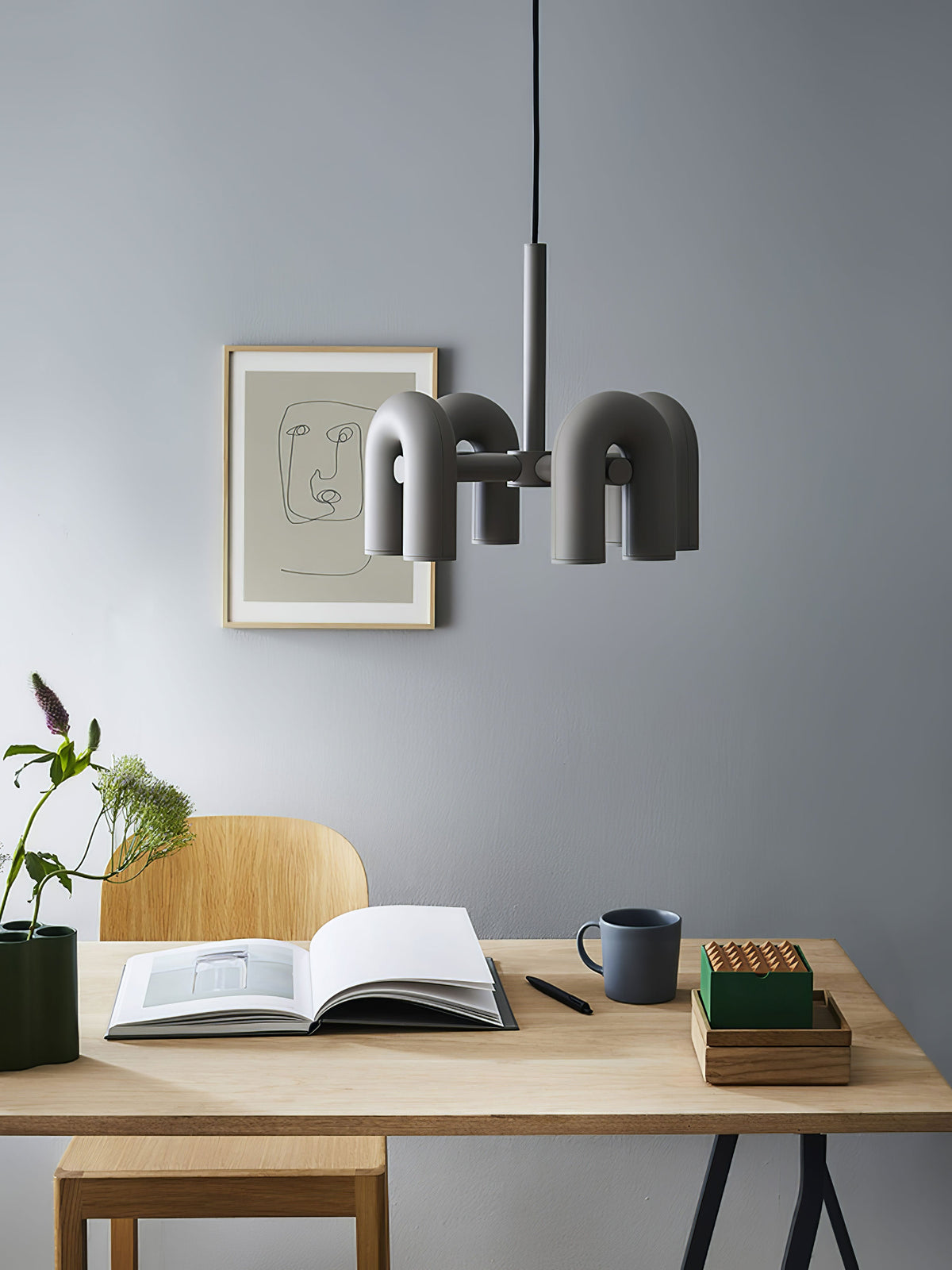 Bauhaus LED Chandelier, Colorful Modular U-Shape Heads