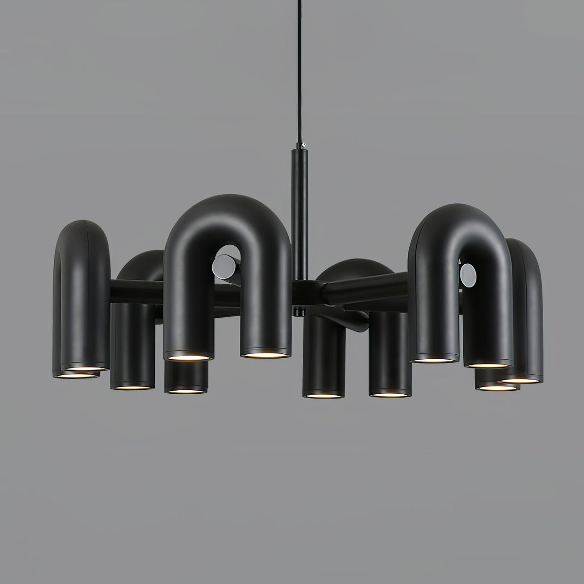 Bauhaus LED Chandelier, Colorful Modular U-Shape Heads