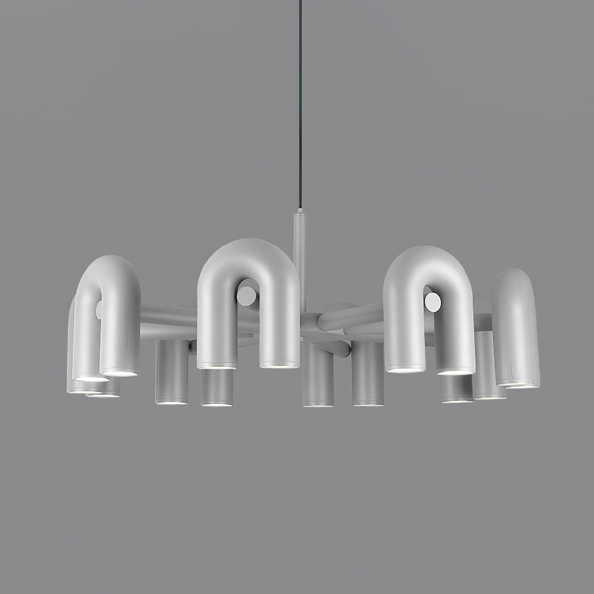 Bauhaus LED Chandelier, Colorful Modular U-Shape Heads