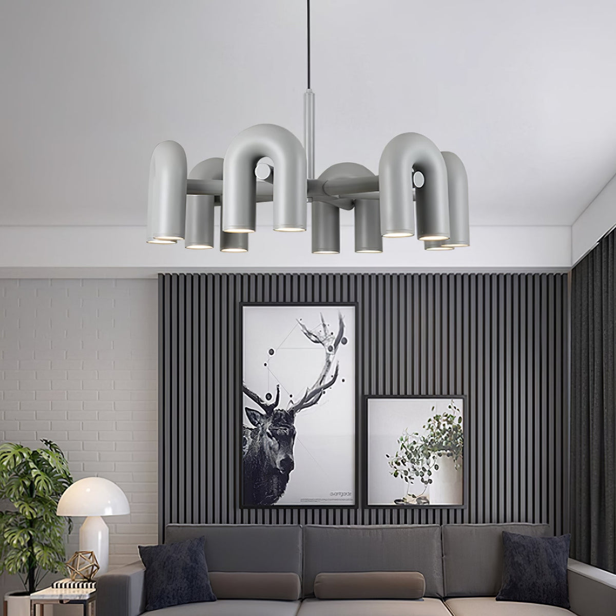 Bauhaus LED Chandelier, Colorful Modular U-Shape Heads