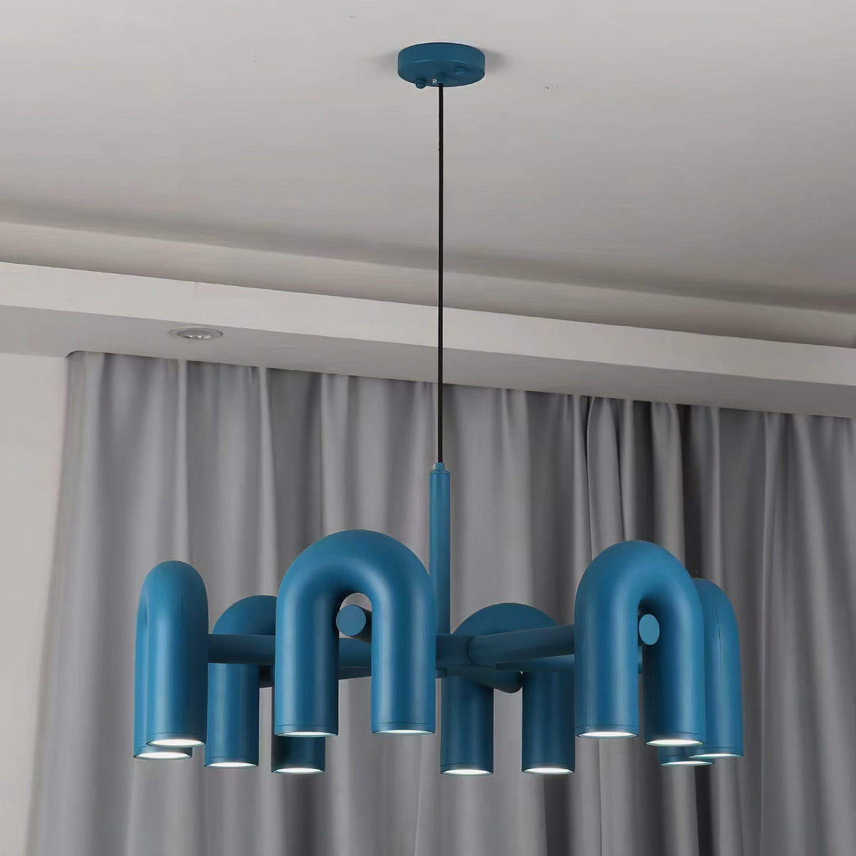 Bauhaus LED Chandelier, Colorful Modular U-Shape Heads