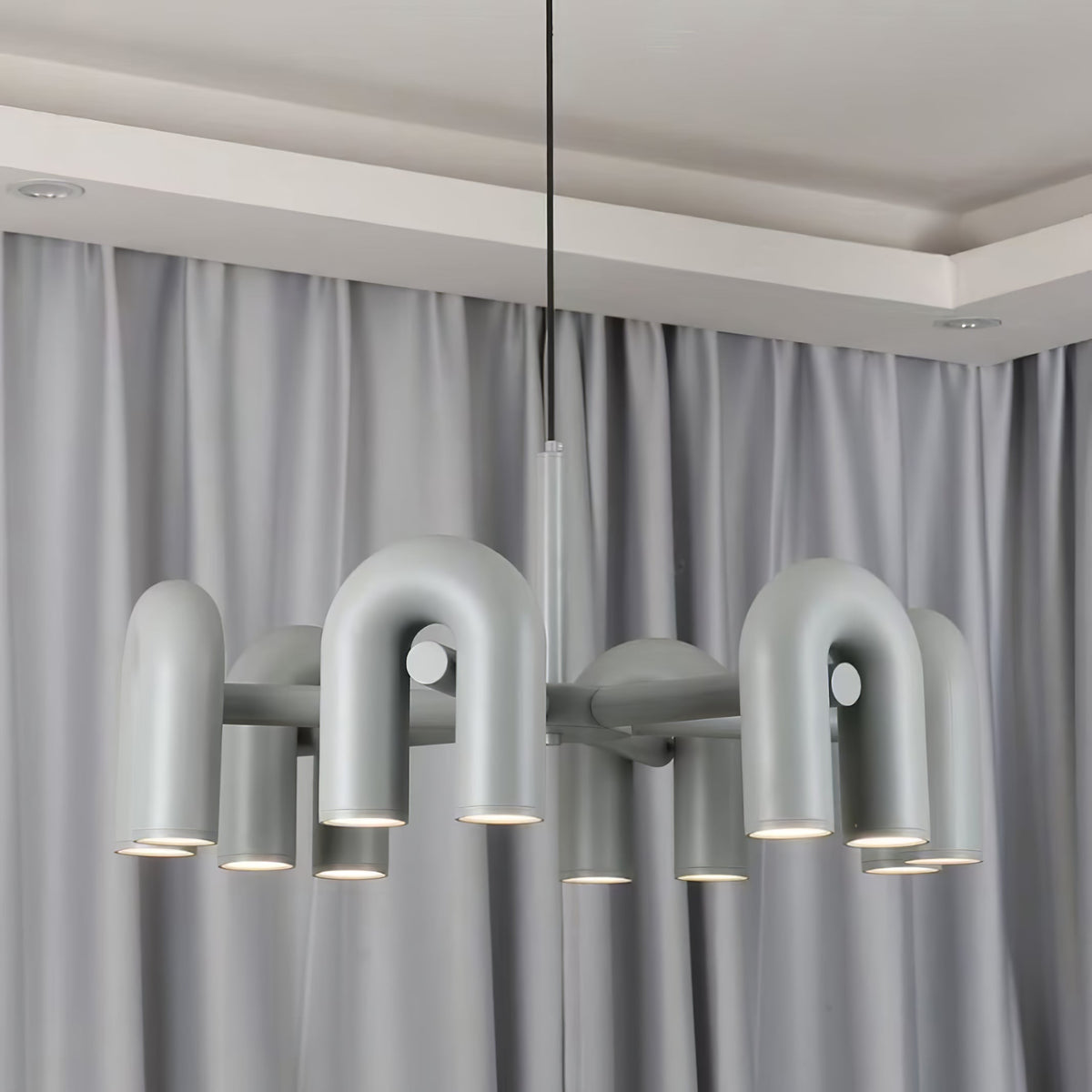 Bauhaus LED Chandelier, Colorful Modular U-Shape Heads