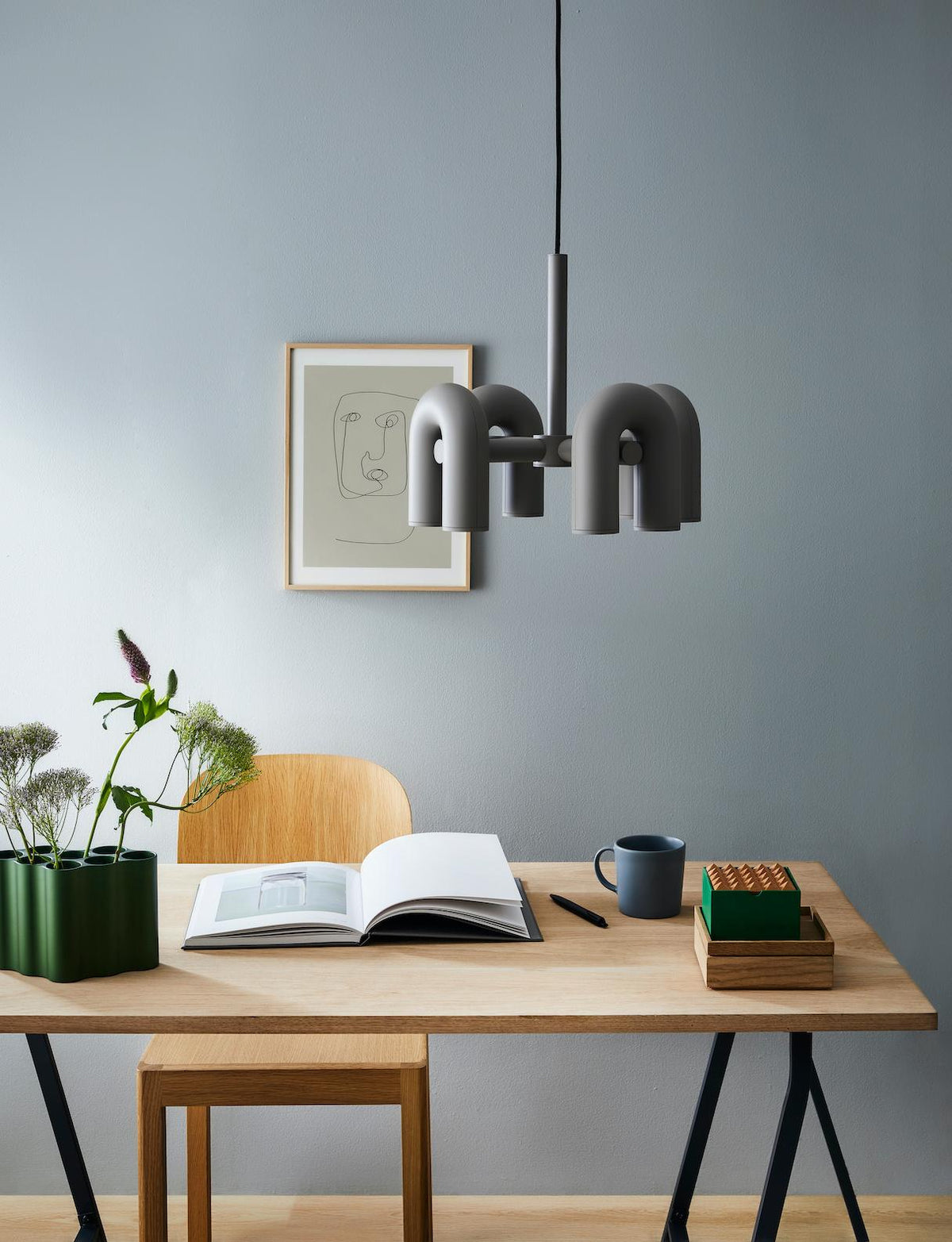 Bauhaus LED Chandelier, Colorful Modular U-Shape Heads