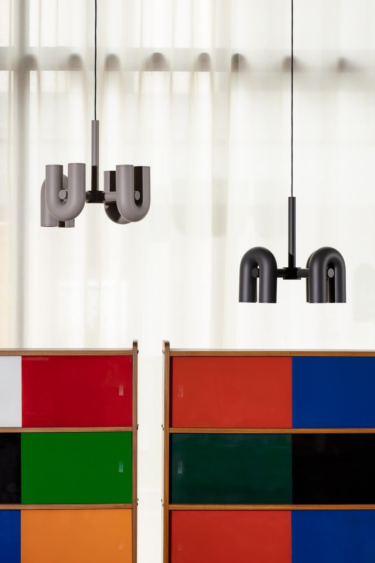 Bauhaus LED Chandelier, Colorful Modular U-Shape Heads