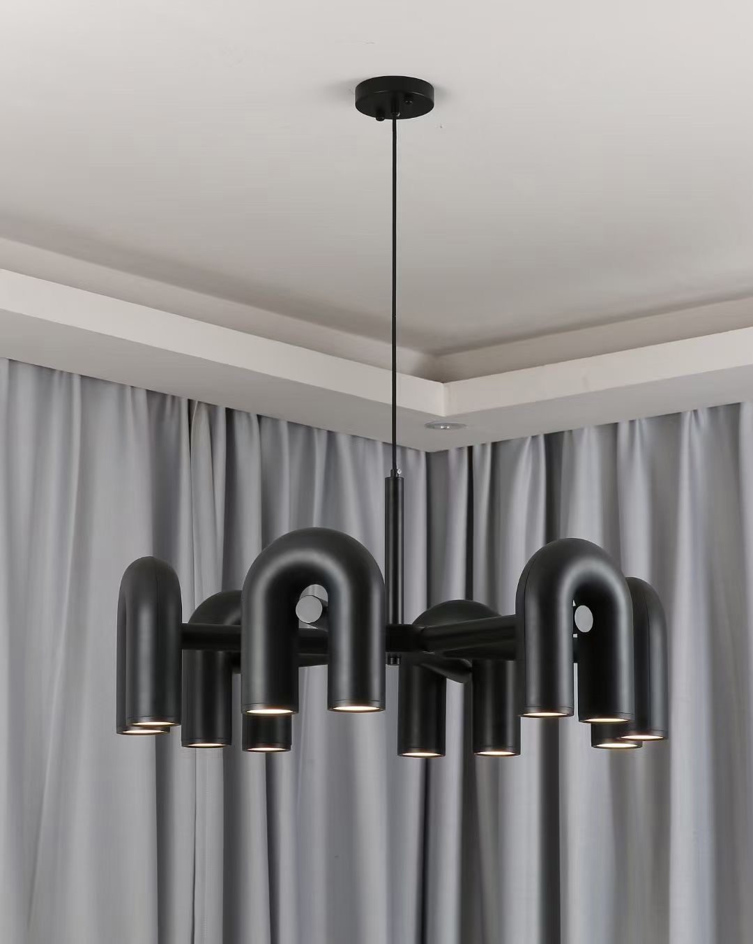 Bauhaus LED Chandelier, Colorful Modular U-Shape Heads