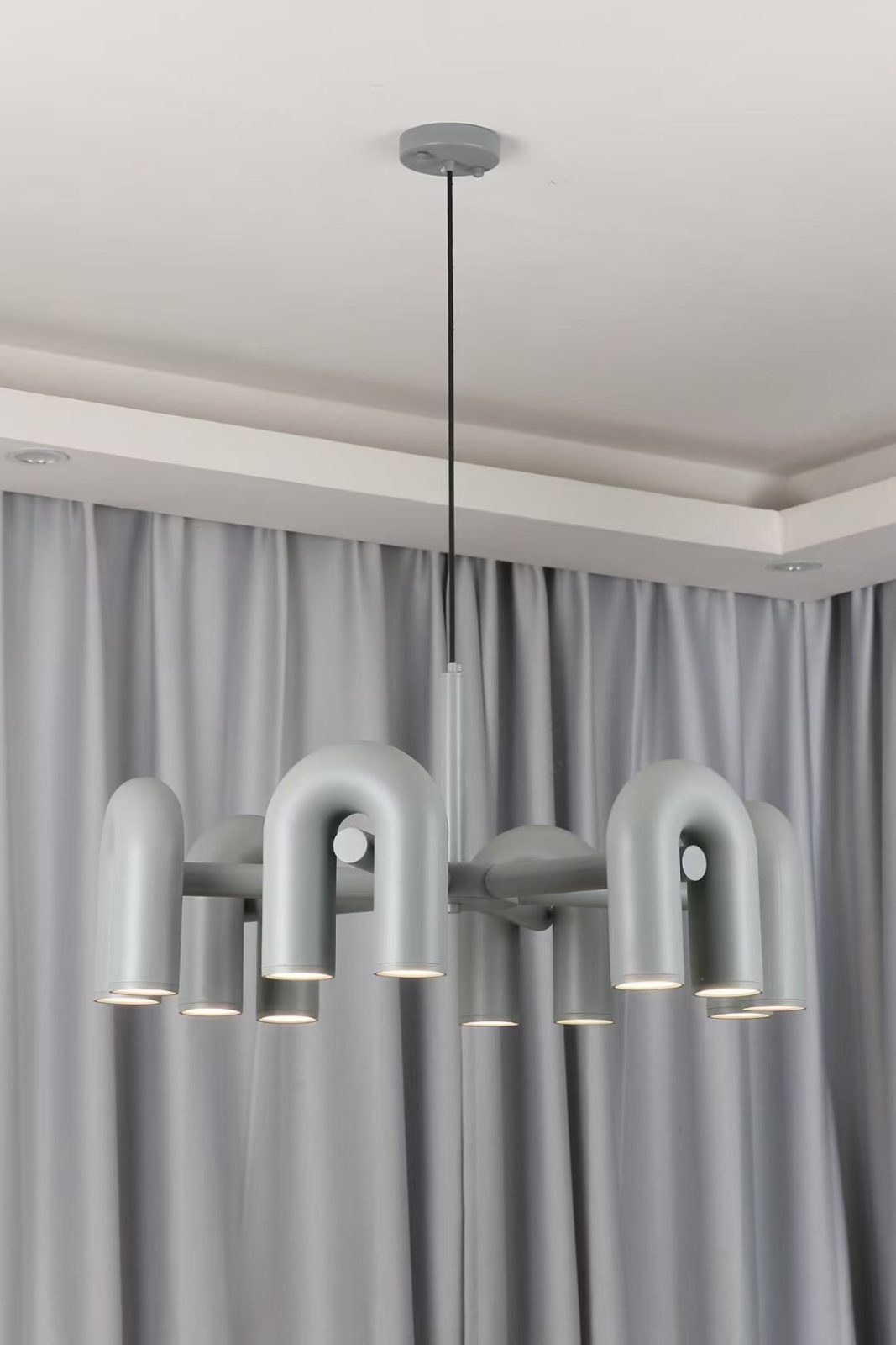 Bauhaus LED Chandelier, Colorful Modular U-Shape Heads
