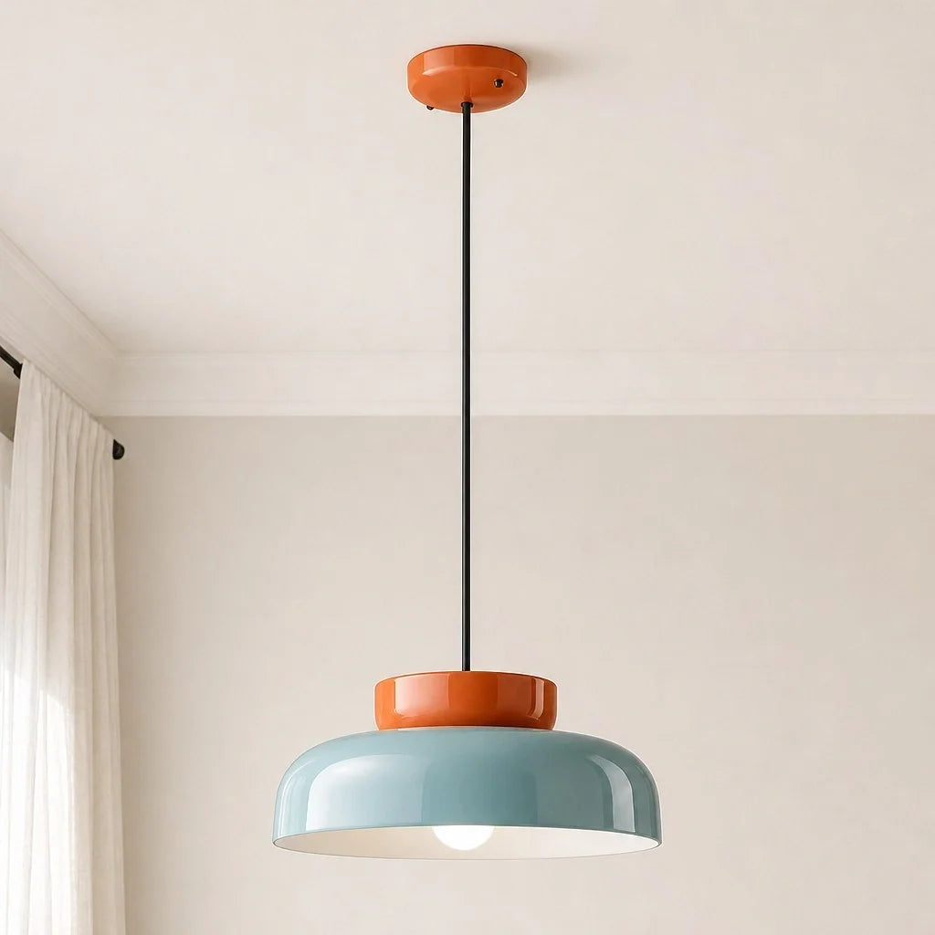 Bauhaus Ceramic Pendant Light, Two-Tone Colorful Bowl Lamp