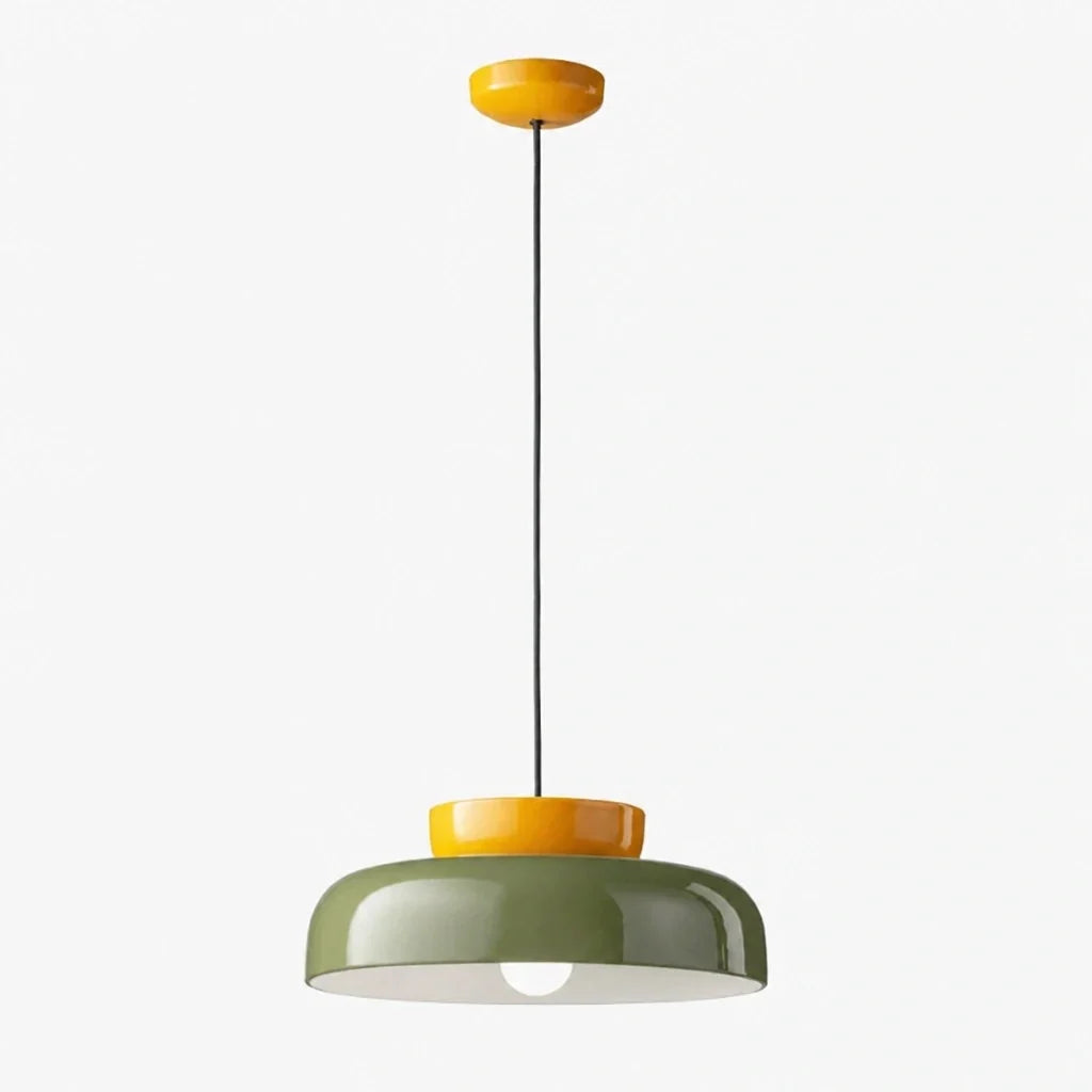 Bauhaus Ceramic Pendant Light, Two-Tone Colorful Bowl Lamp