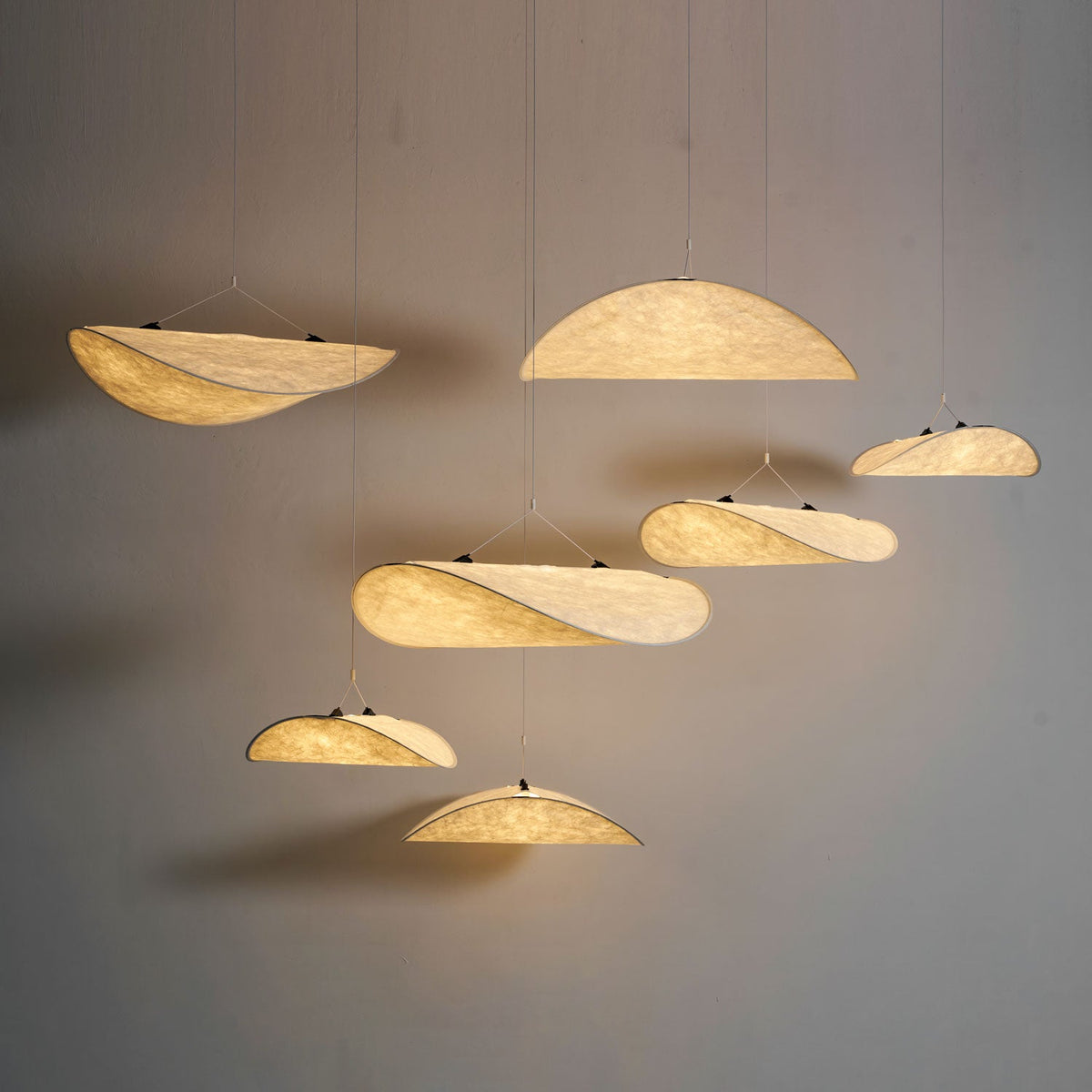 Disc Pendant Light, Floating Synthetic Paper Dining Lamp