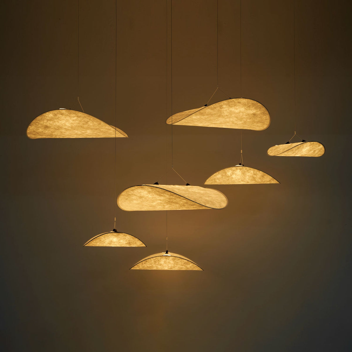 Disc Pendant Light, Floating Synthetic Paper Dining Lamp