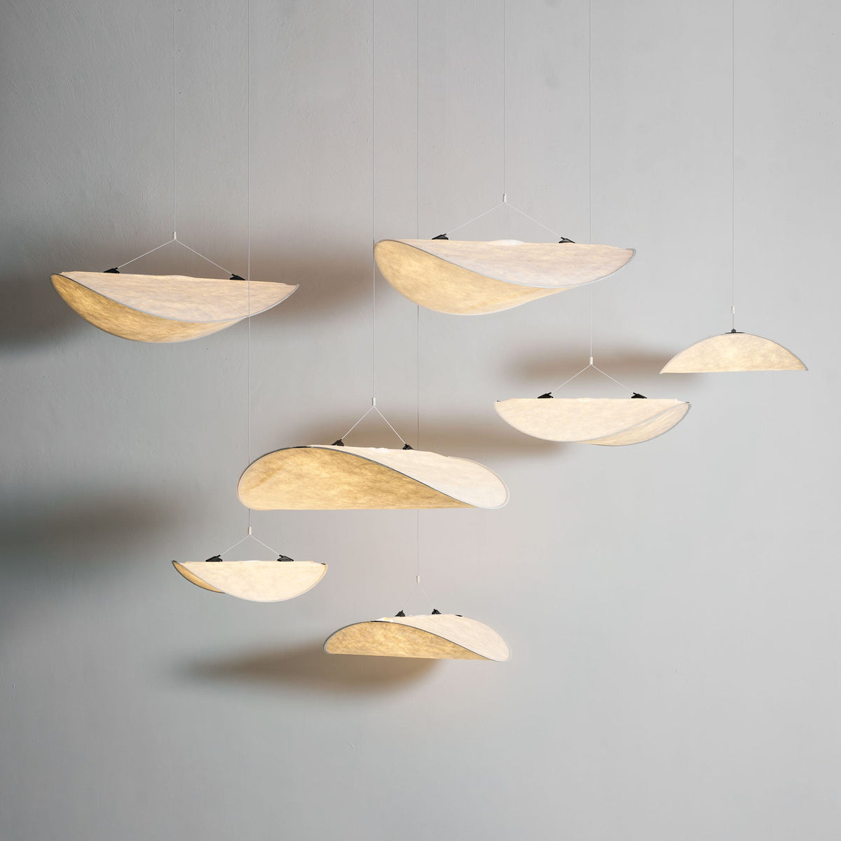 Disc Pendant Light, Floating Synthetic Paper Dining Lamp