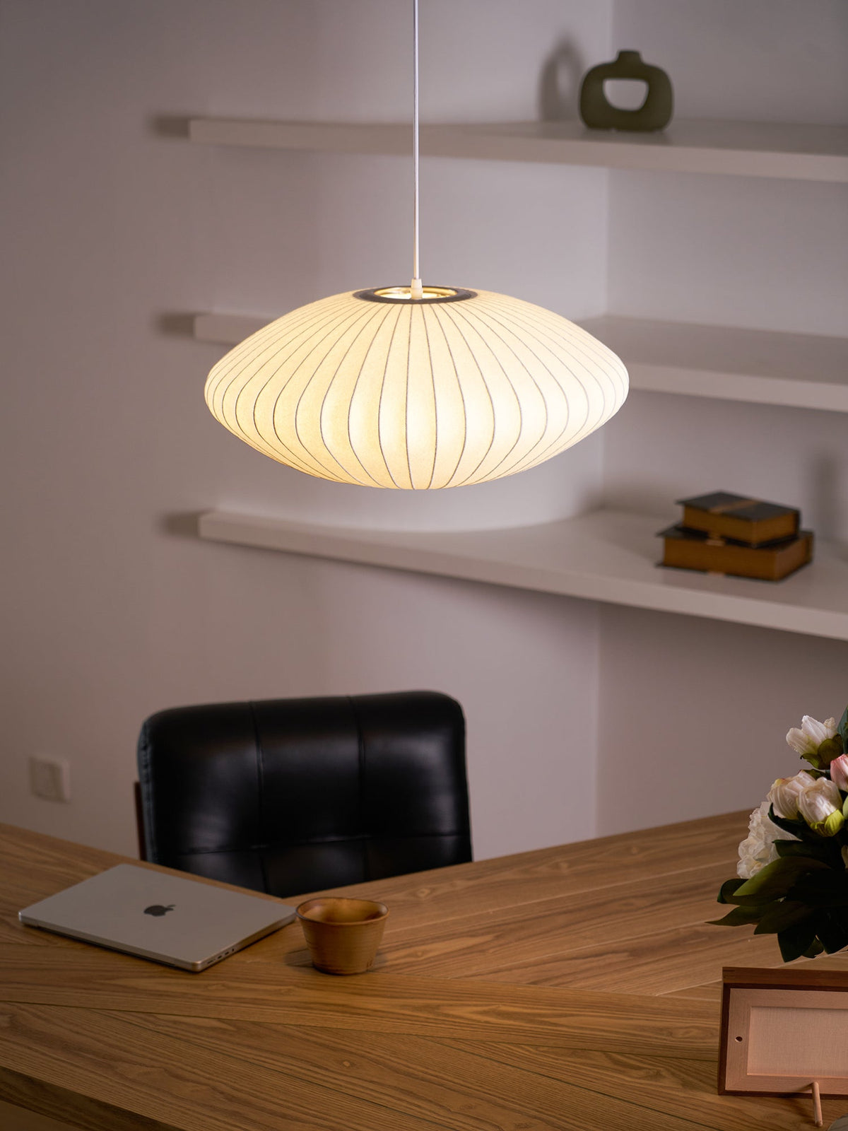 Silk Bubble Pendant Light, Mid Century Bubble Lamp Shade