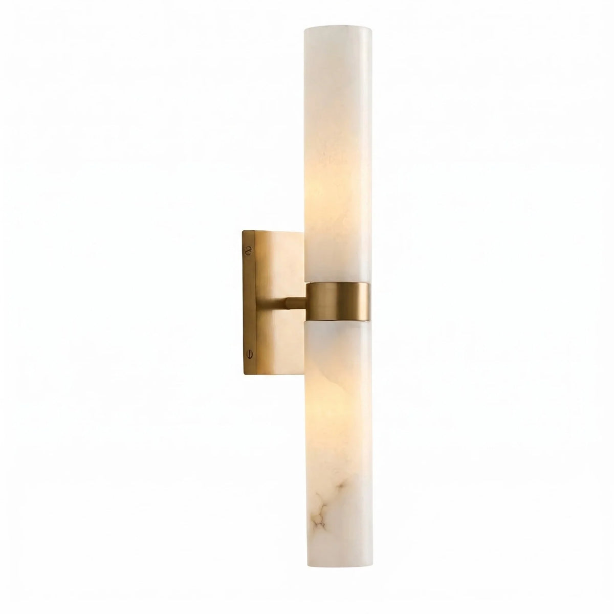 Alabaster Double Tube Sconce, Twin Cylinder Tall Wall Light