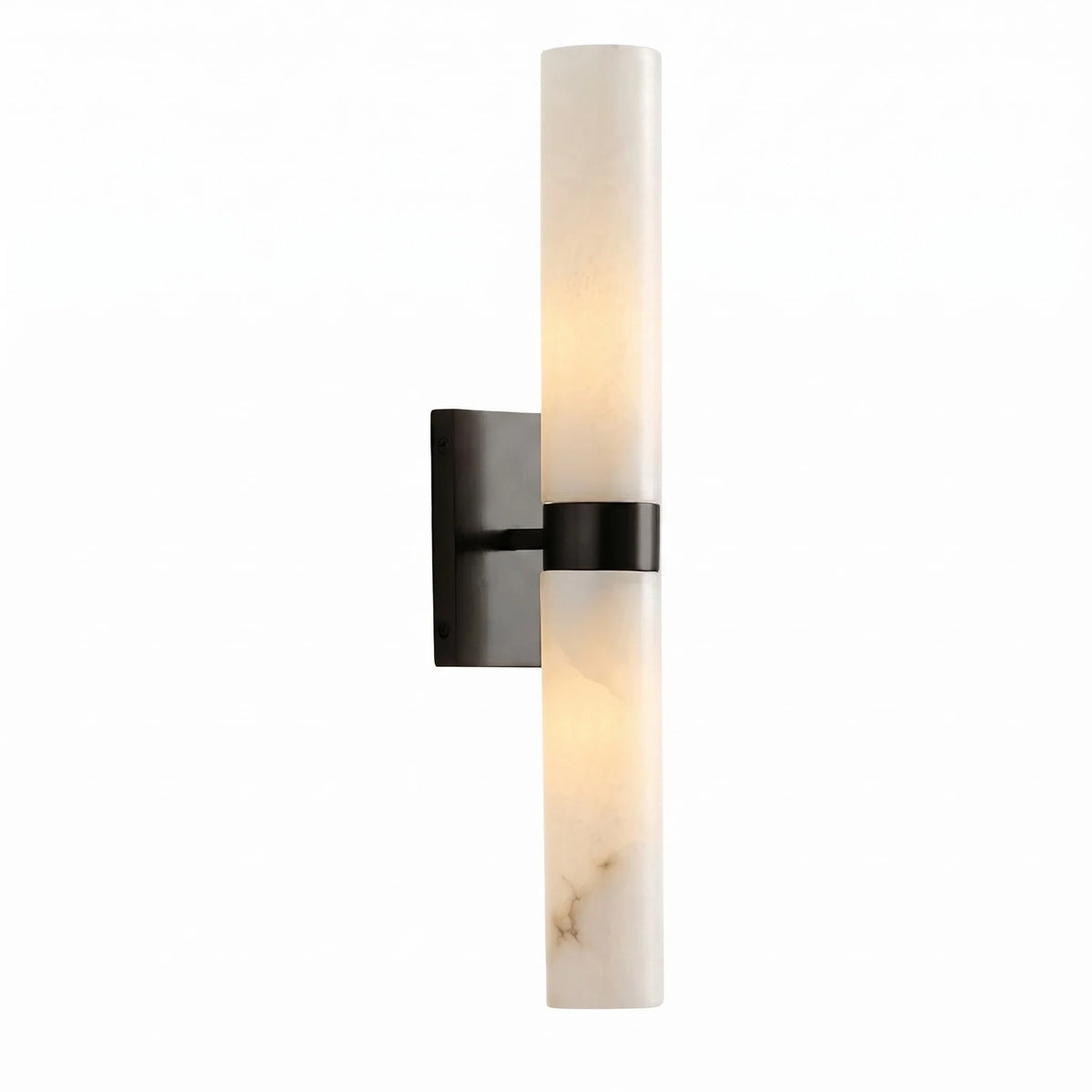 Alabaster Double Tube Sconce, Twin Cylinder Tall Wall Light
