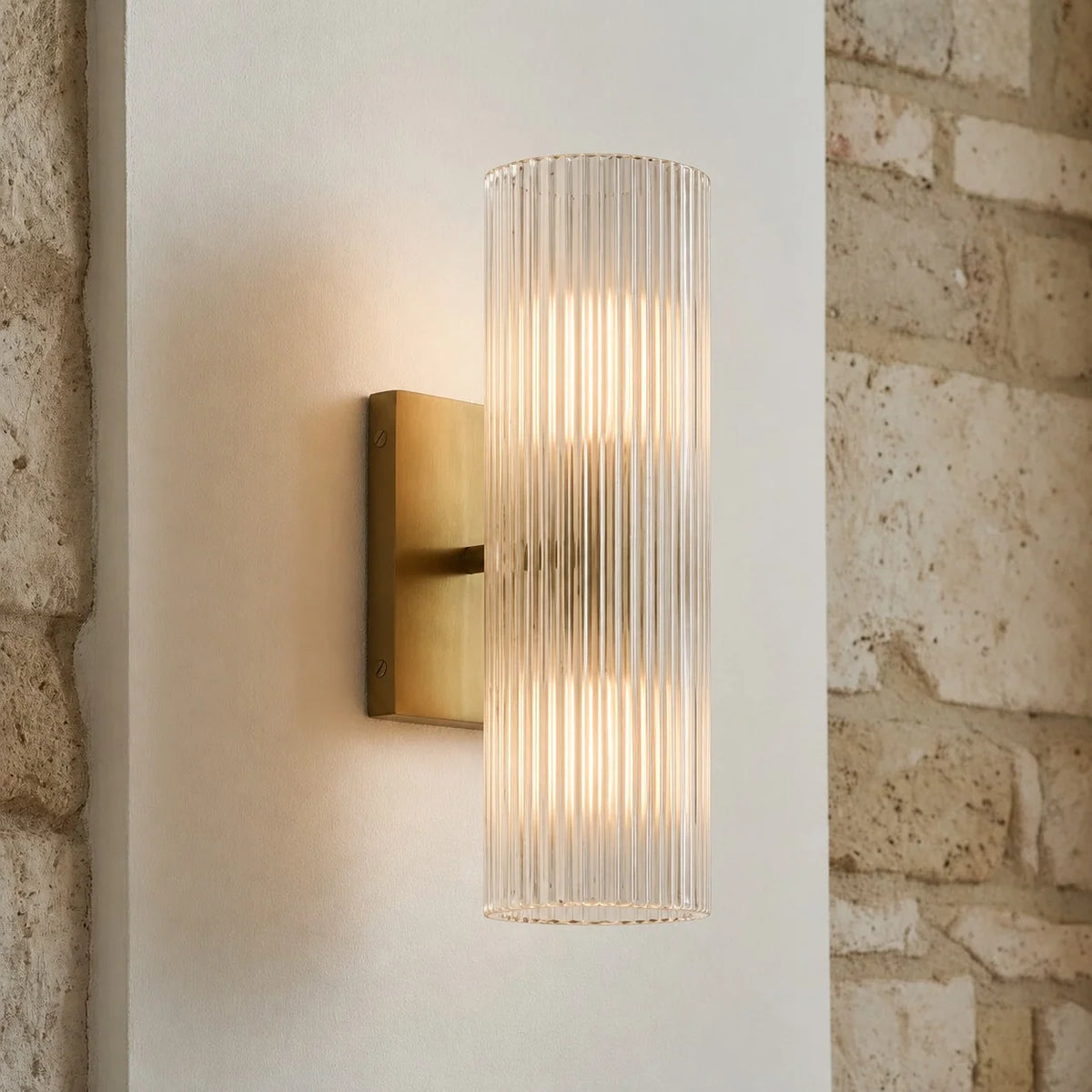 Alabaster Tube Wall Sconce, Single Cylinder, Glass or Stone