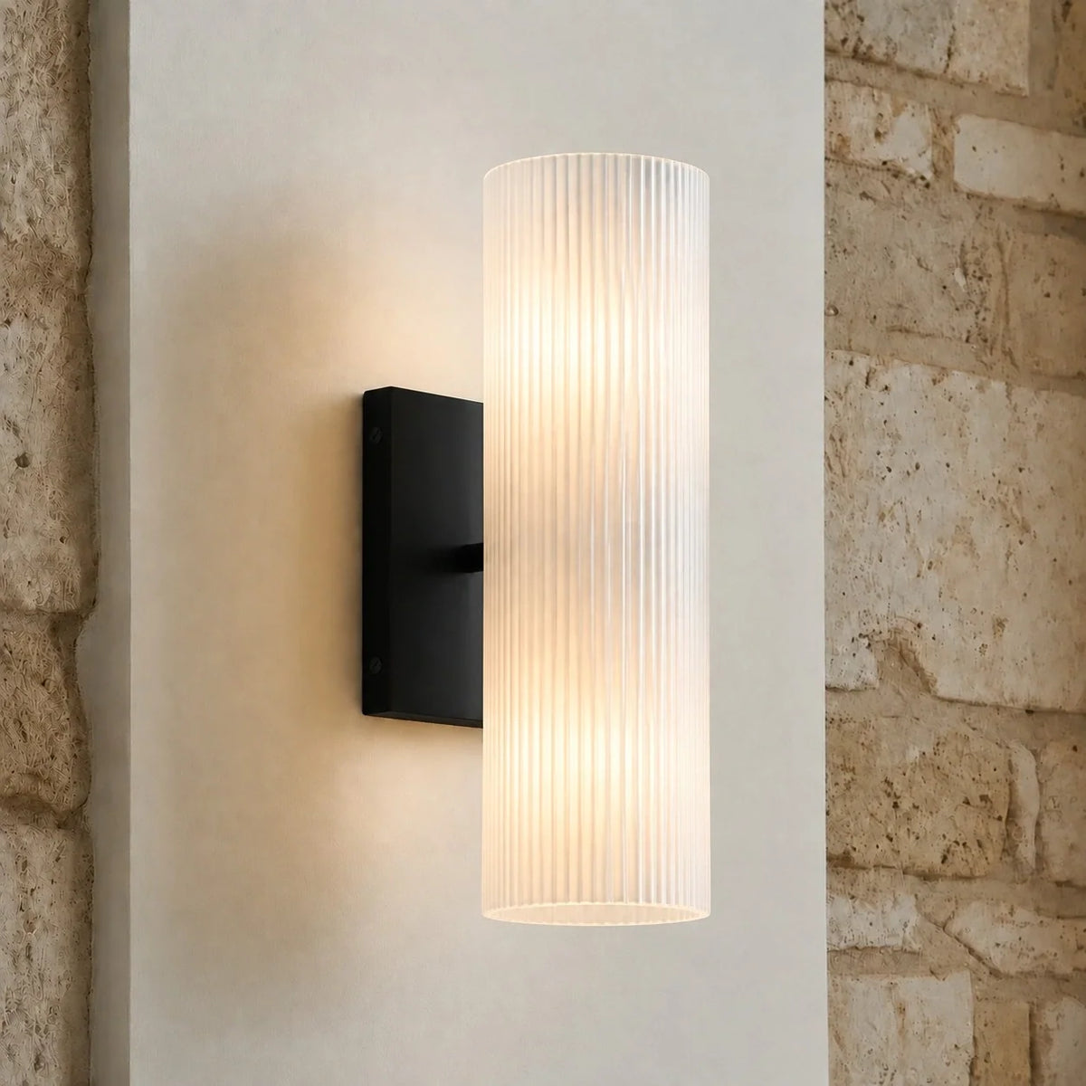 Alabaster Tube Wall Sconce, Single Cylinder, Glass or Stone