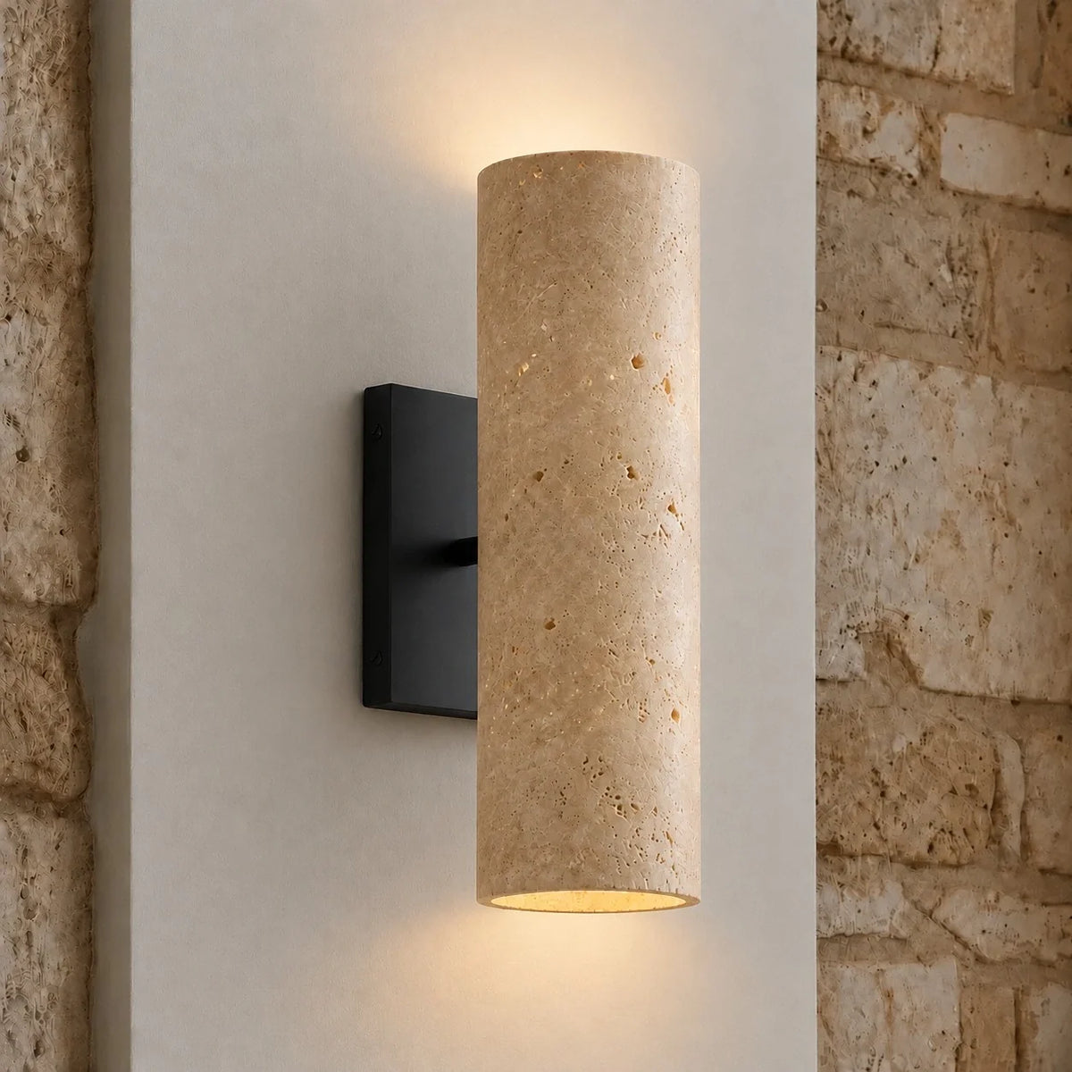 Alabaster Tube Wall Sconce, Single Cylinder, Glass or Stone
