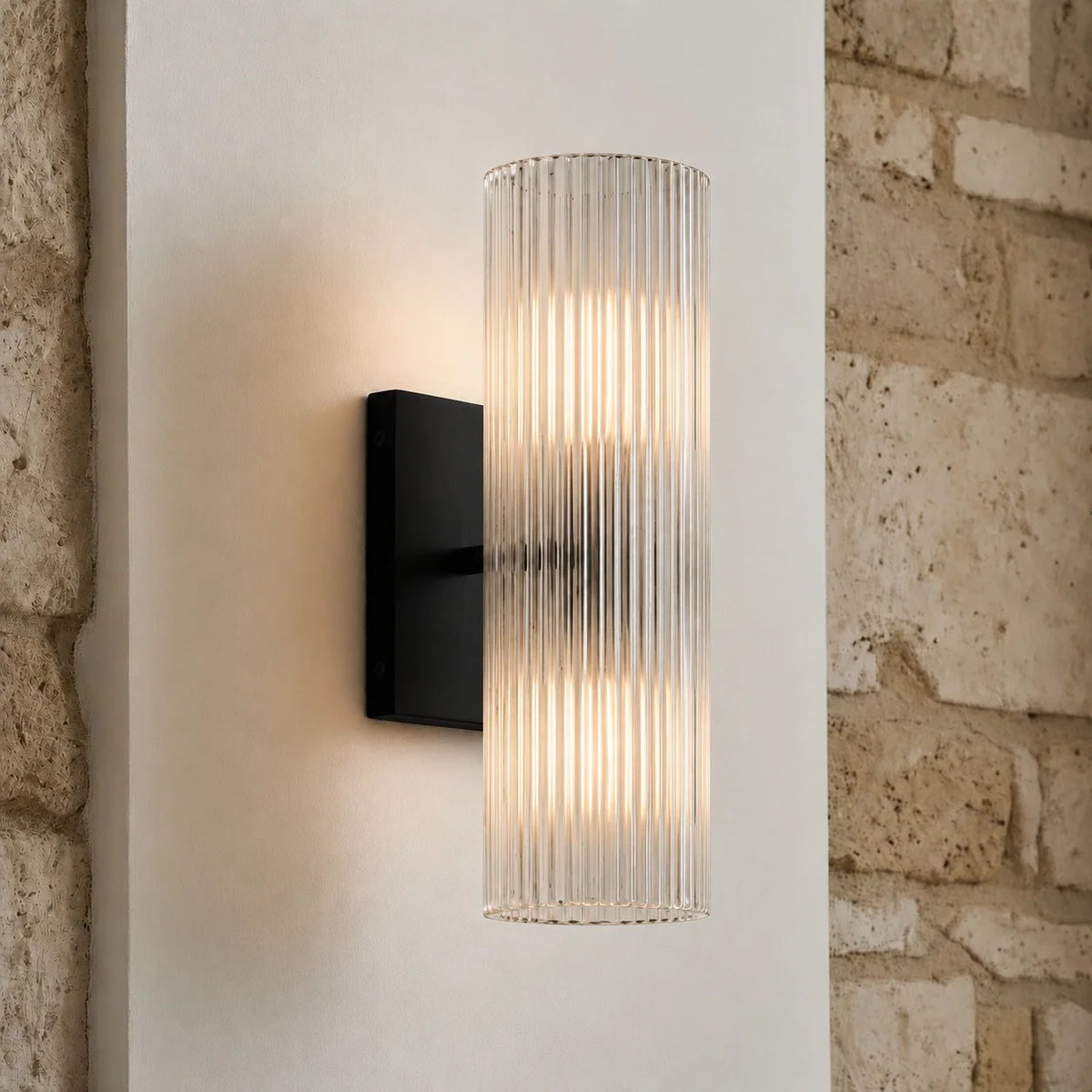Alabaster Tube Wall Sconce, Single Cylinder, Glass or Stone
