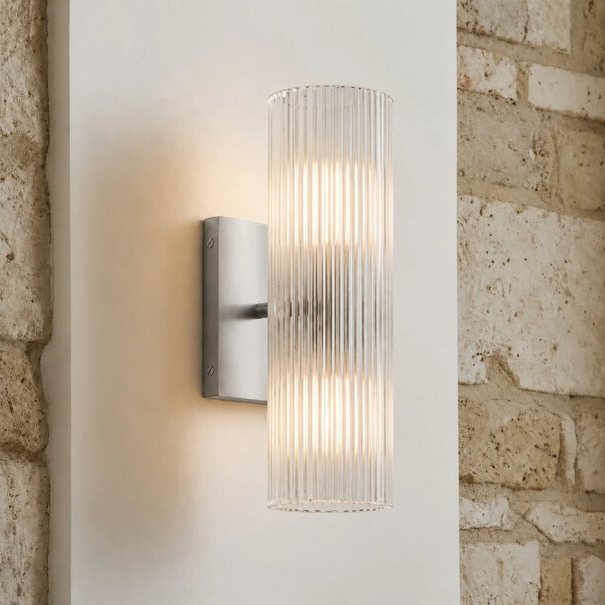 Alabaster Tube Wall Sconce, Single Cylinder, Glass or Stone