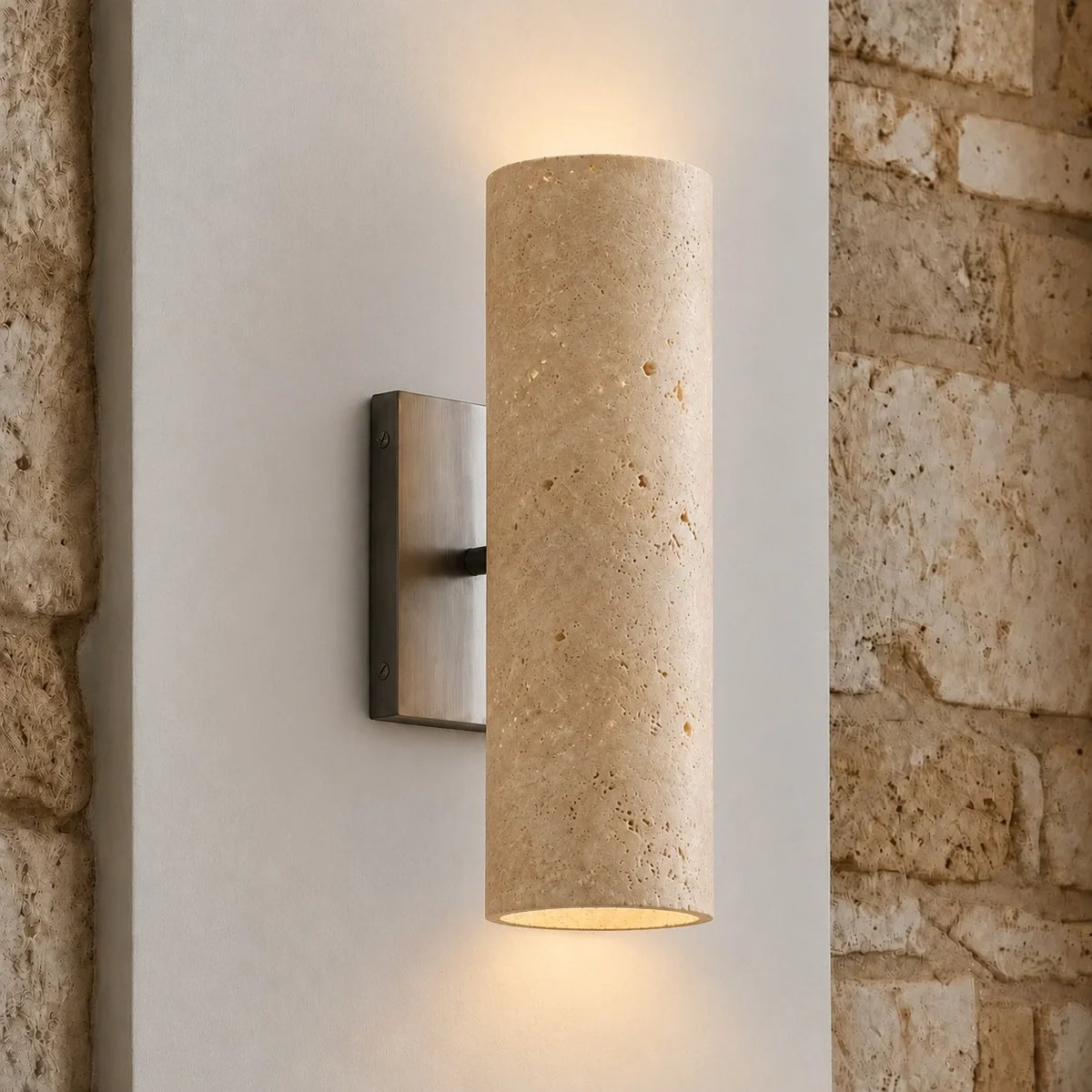 Alabaster Tube Wall Sconce, Single Cylinder, Glass or Stone