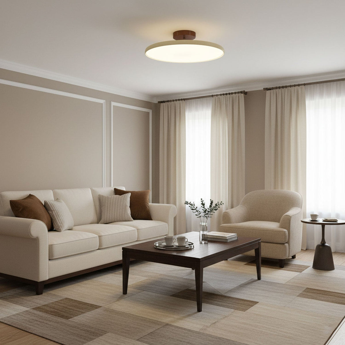 Bauhaus Swivel Arm Ceiling Light, Dimmable LED Disc Lamp