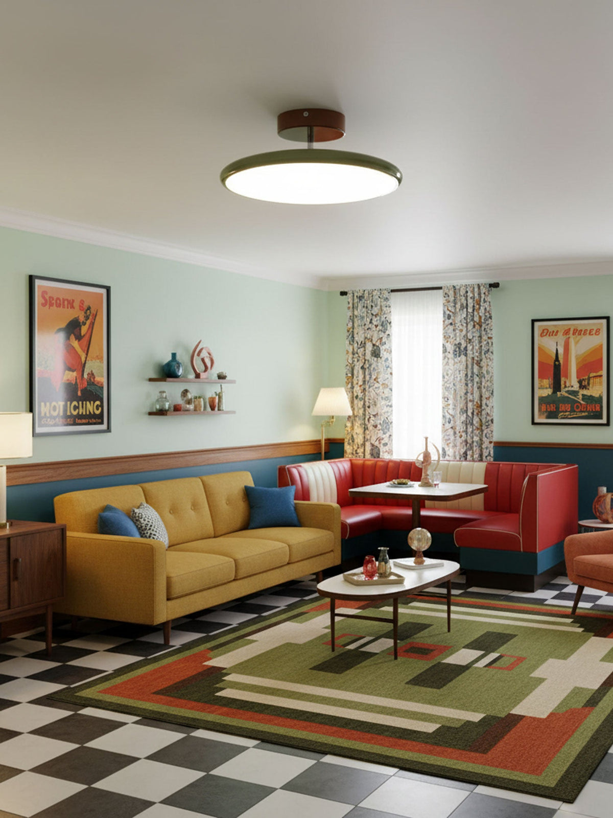 Bauhaus Swivel Arm Ceiling Light, Dimmable LED Disc Lamp