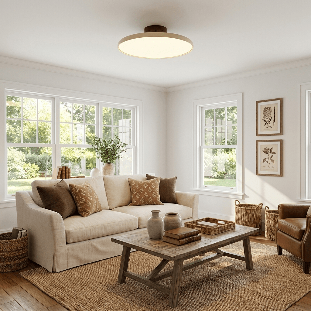 Bauhaus Swivel Arm Ceiling Light, Dimmable LED Disc Lamp