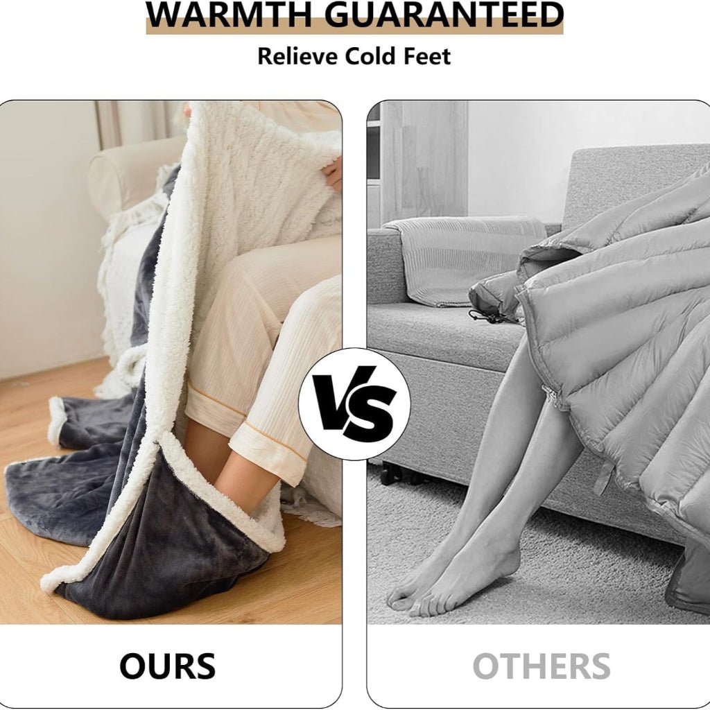 Wearable Heated Blanket, Sherpa Fleece with Foot Pocket