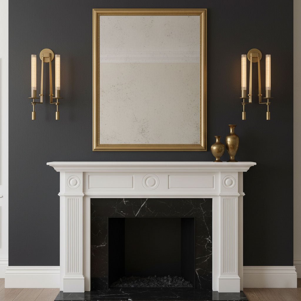 Ribbed Glass Wall Sconce, Brass Cylinder Wall Light