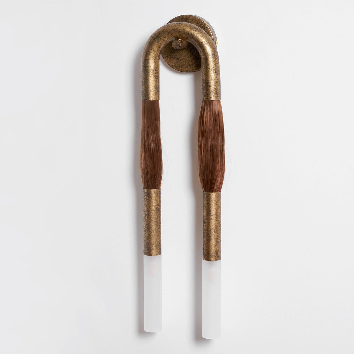 Horsehair Wall Sconce, Sculptural Faux Mane Iron Wall Light