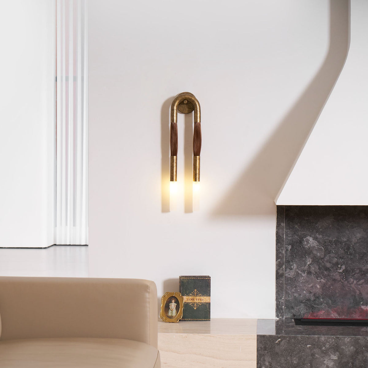 Horsehair Wall Sconce, Sculptural Faux Mane Iron Wall Light