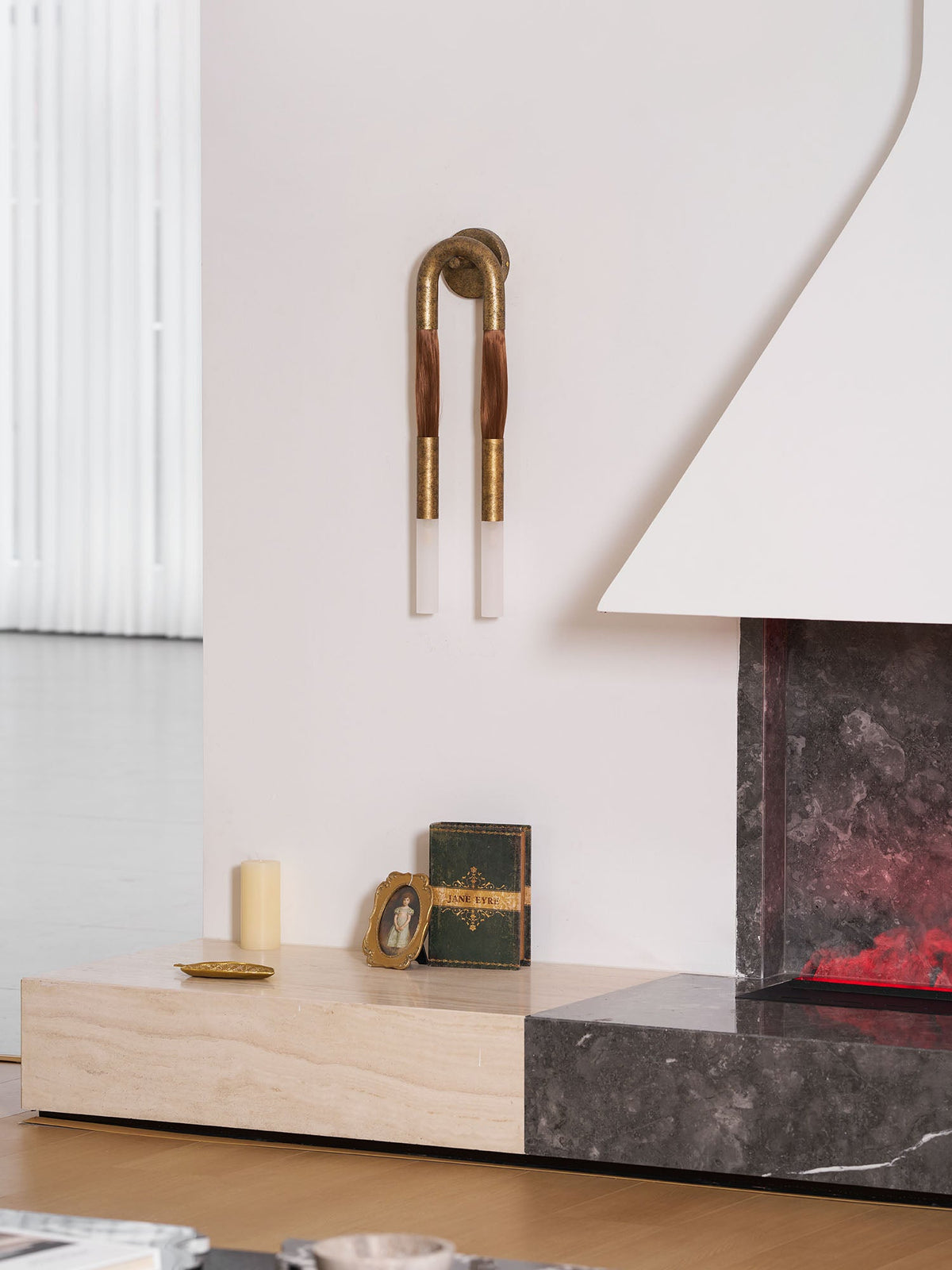 Horsehair Wall Sconce, Sculptural Faux Mane Iron Wall Light