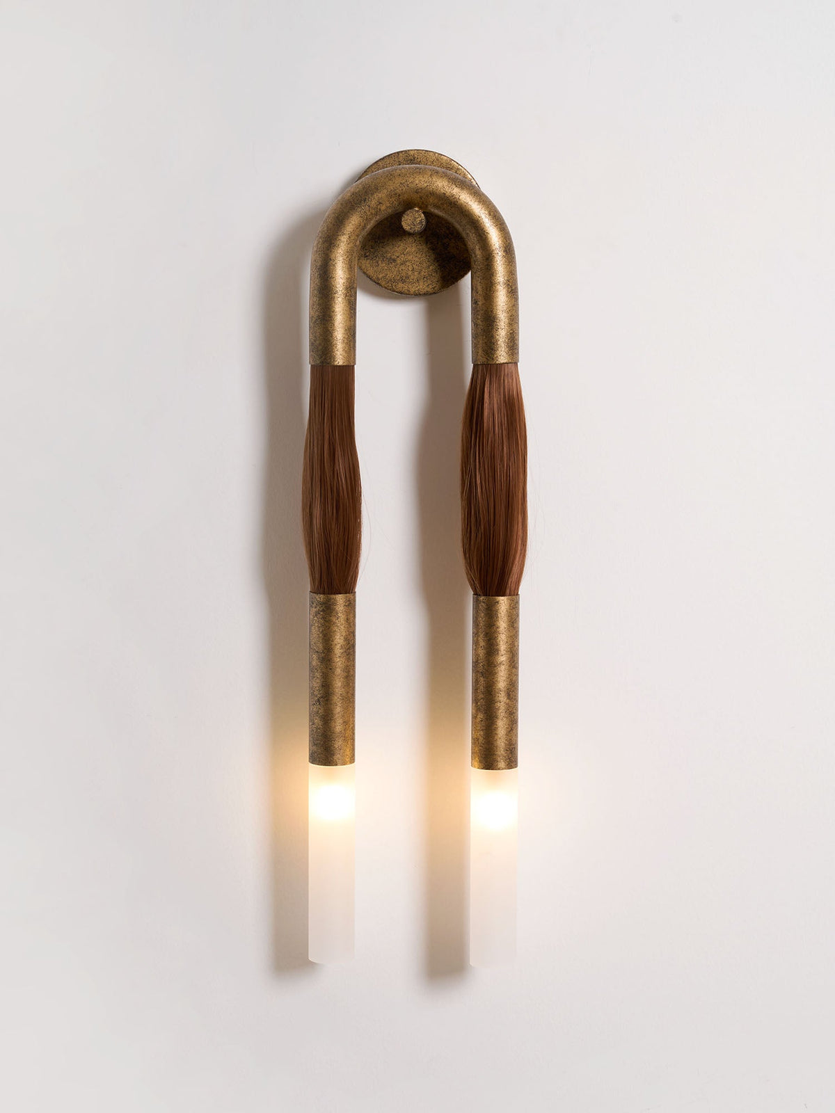 Horsehair Wall Sconce, Sculptural Faux Mane Iron Wall Light