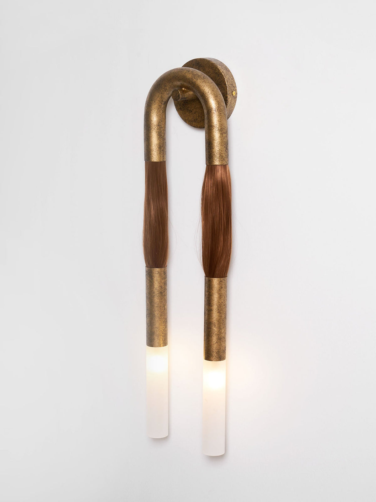 Horsehair Wall Sconce, Sculptural Faux Mane Iron Wall Light