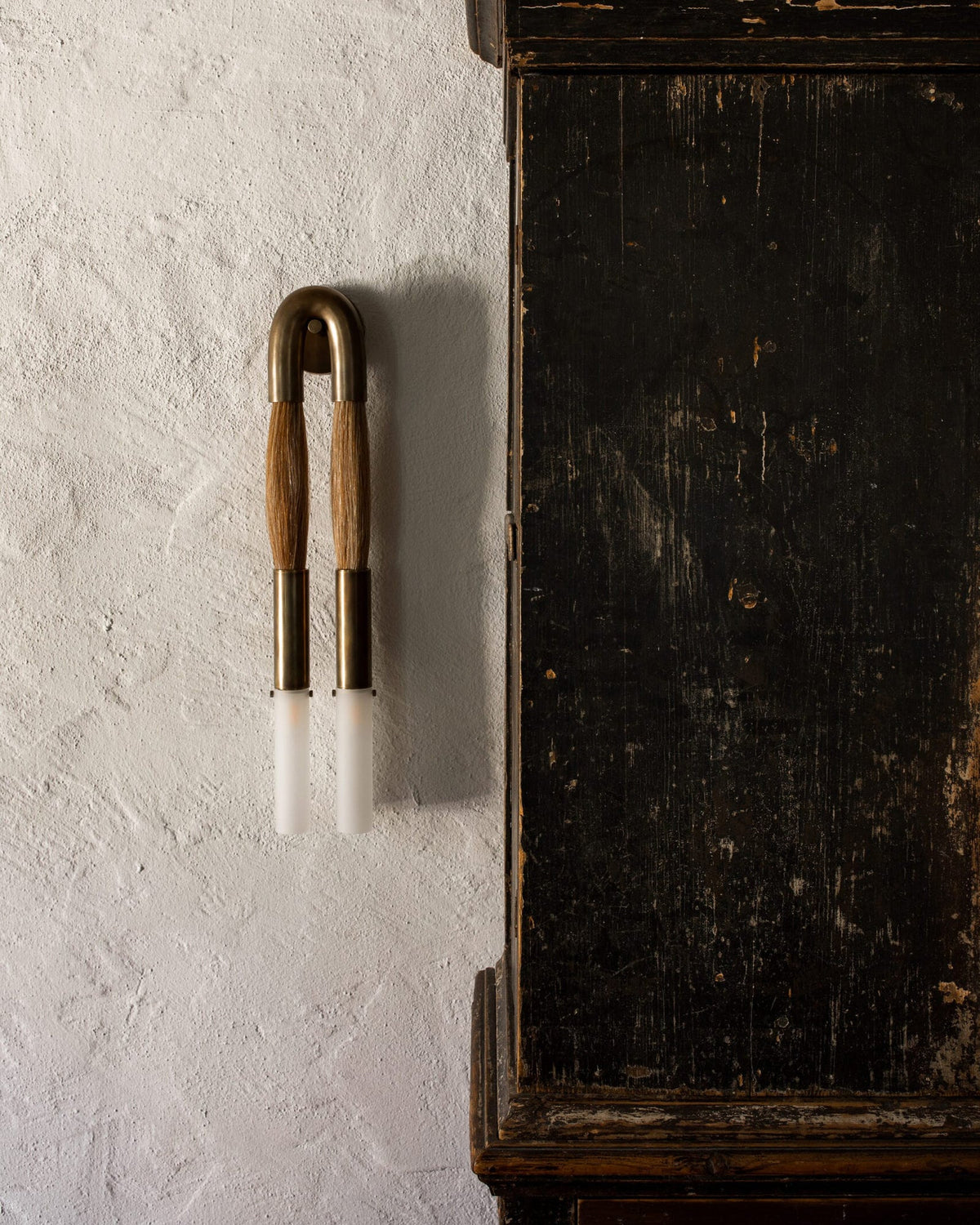 Horsehair Wall Sconce, Sculptural Faux Mane Iron Wall Light