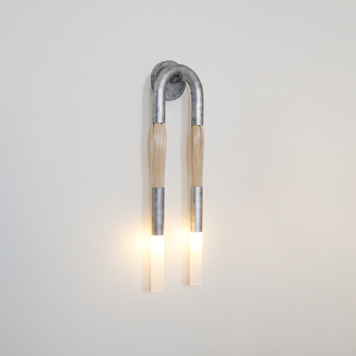 Horsehair Wall Sconce, Sculptural Faux Mane Iron Wall Light