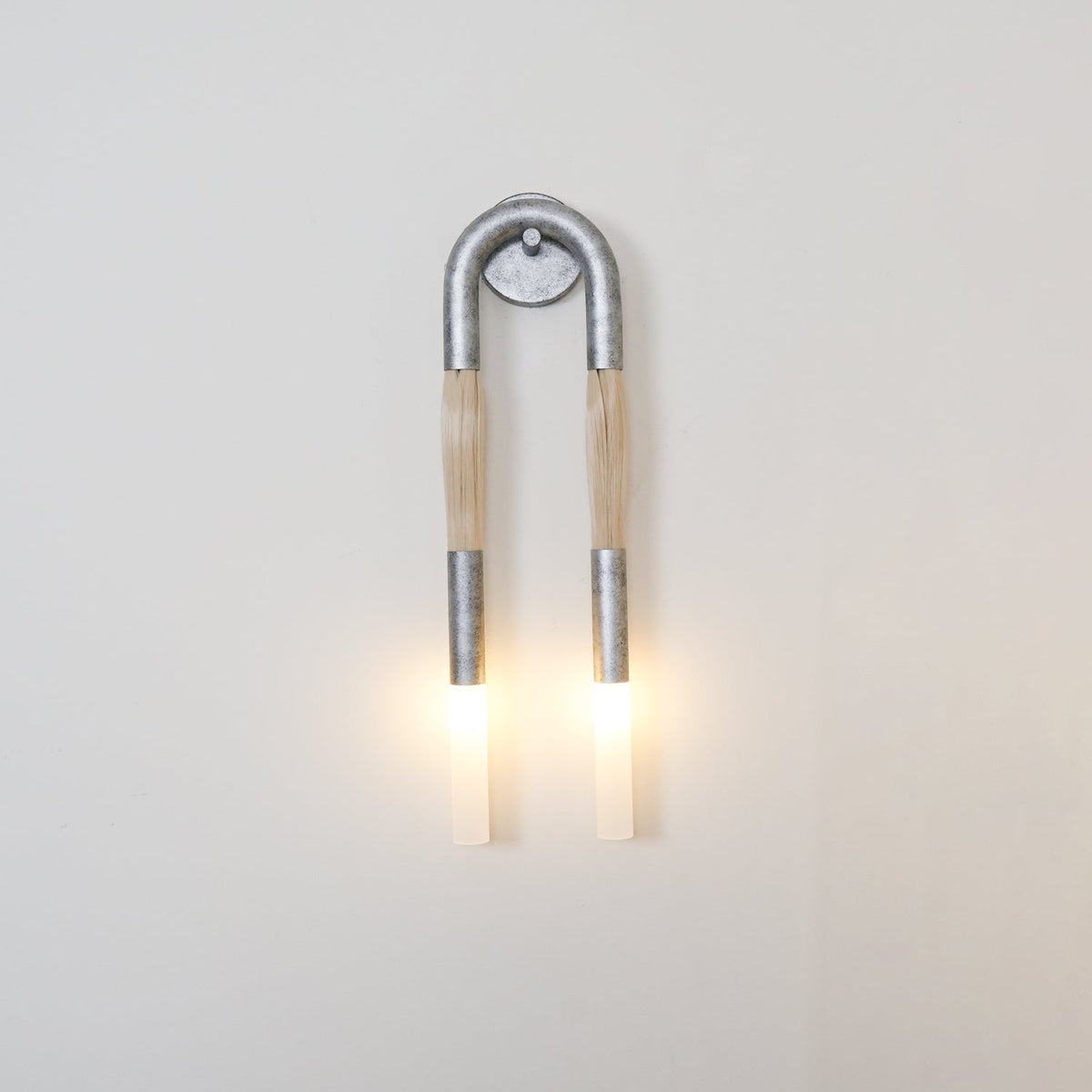 Horsehair Wall Sconce, Sculptural Faux Mane Iron Wall Light