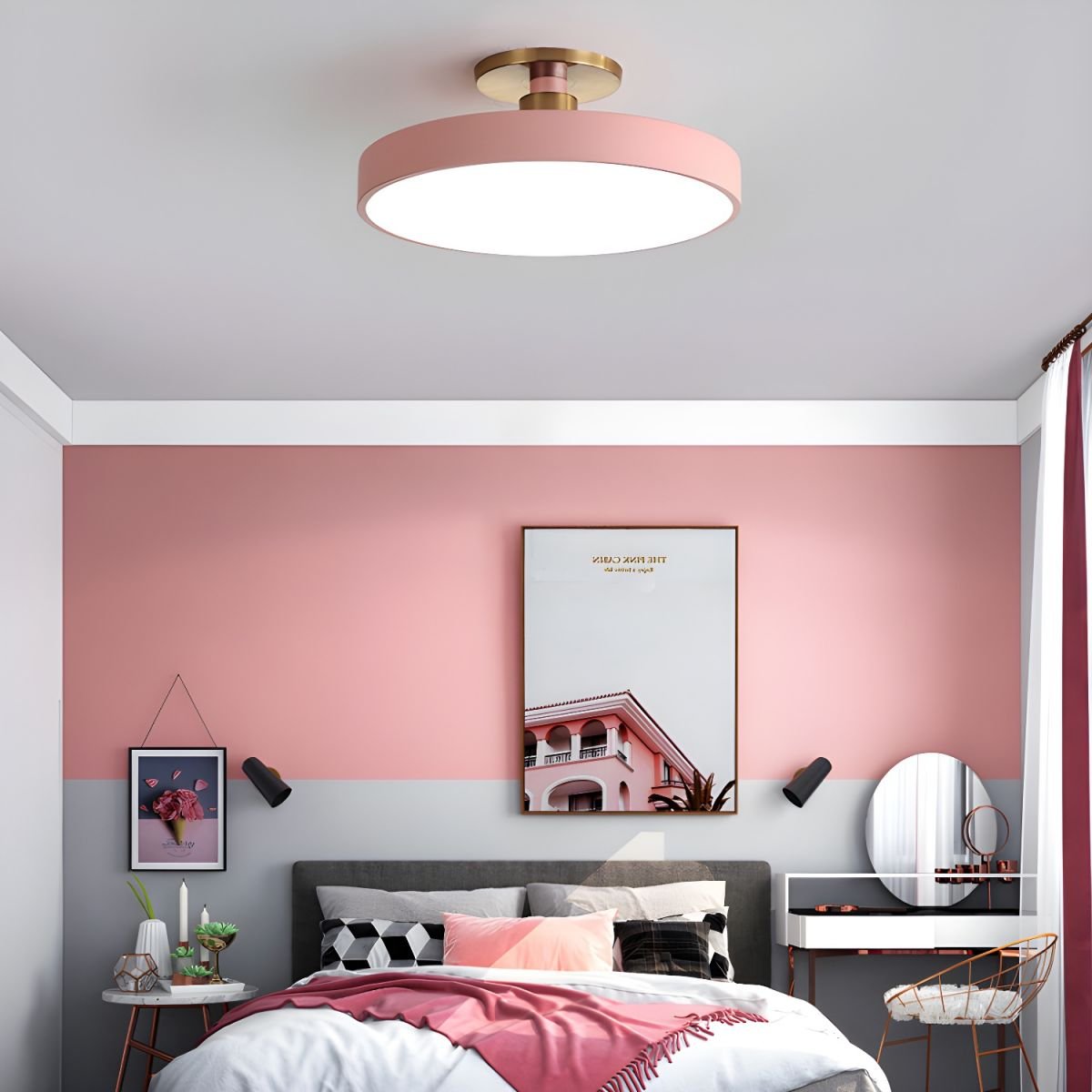 Bauhaus Flush Mount Ceiling Light, Colorful Dimmable LED