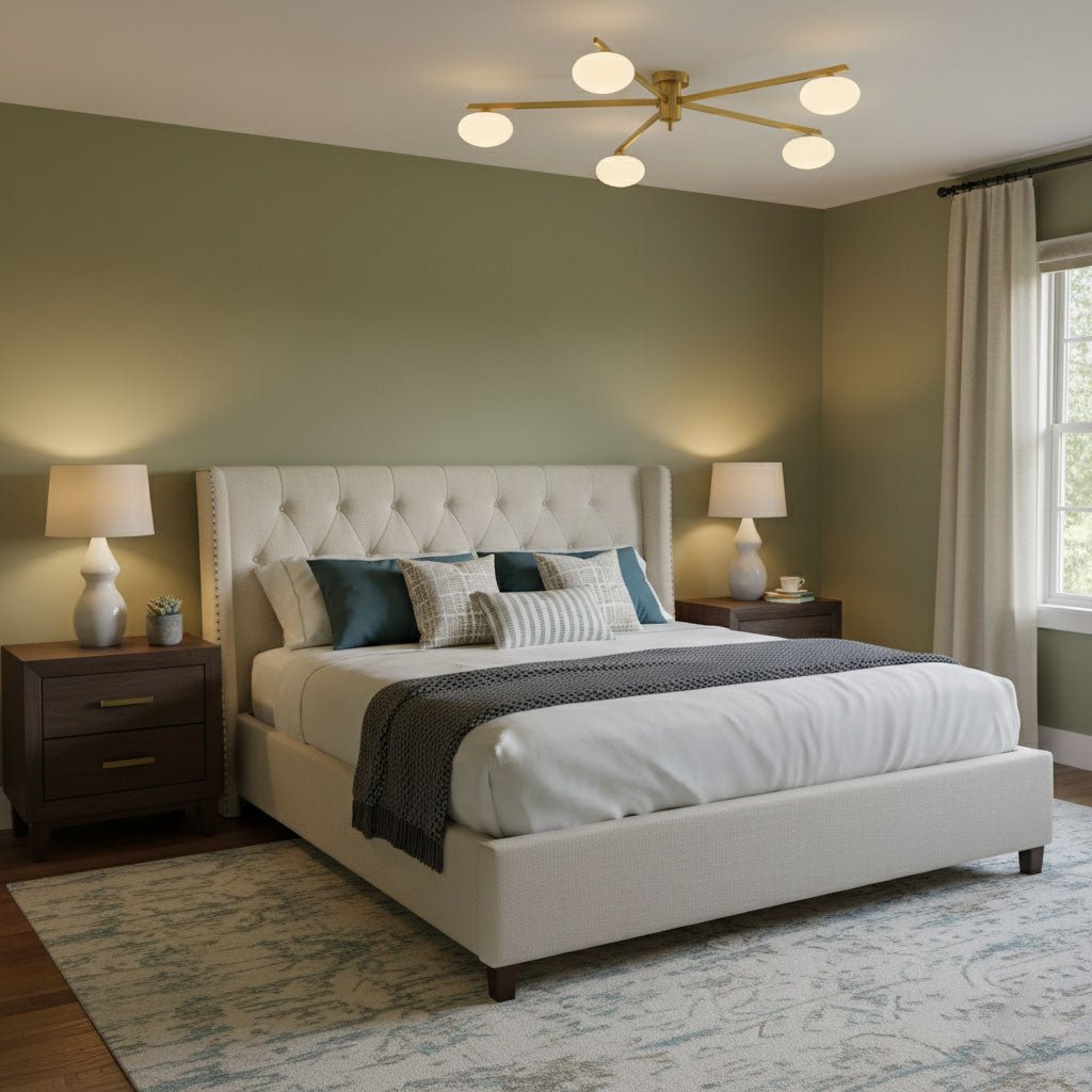 Sputnik Ceiling Light, Low Profile Oval Glass Flush Mount